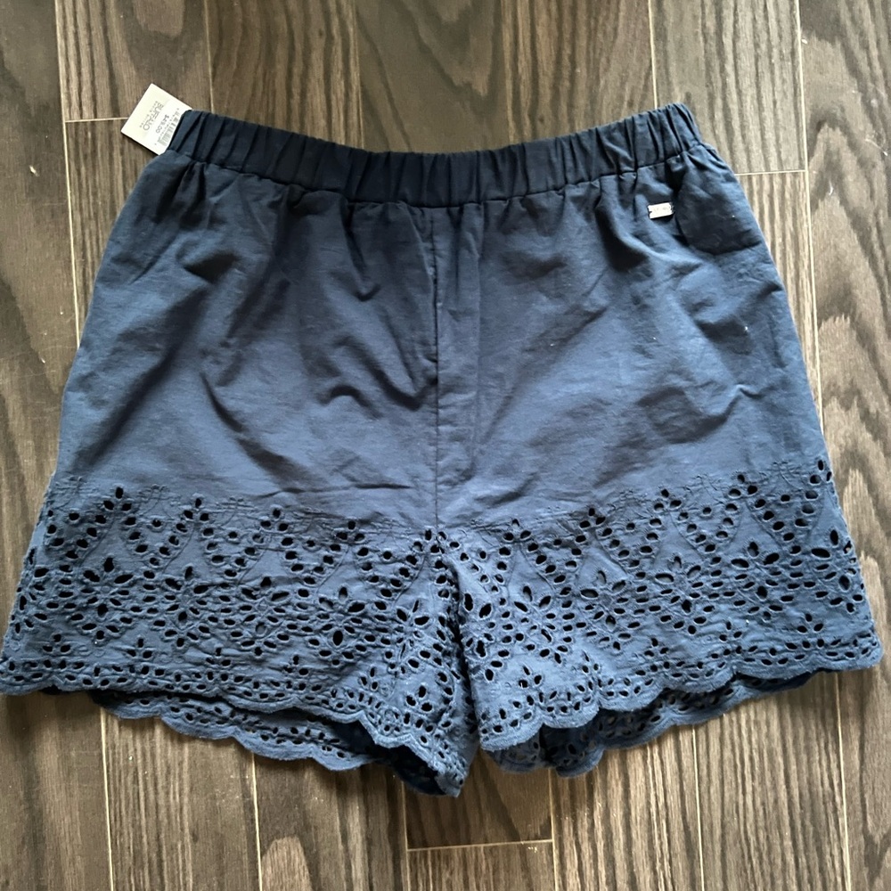 Women's Navy Eyelet Shorts